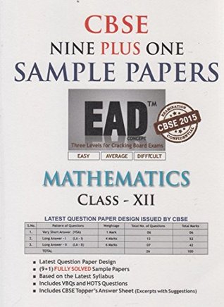[4760a] ^Full* ~Download@ CBSE Nine Plus One Sample Papers Mathematics Class-XII - Rachna Sagar !e.P.u.b@
