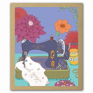 [f9910] !Read! NOT A BOOK: Sewing Machine Greenthanks, Illustrated Full Color Thank You Cards Boxed Set of 16 with Envelopes -  *e.P.u.b@