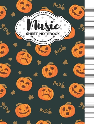[5ad6d] #Full* #Download@ Music Sheet Notebook: Blank Staff Manuscript Paper with Halloween Pumpkins Themed Cover Design - Harmony Vibes Publishing !e.P.u.b^
